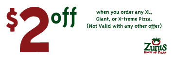 $2.00 off your order of any XL, Giant, or X-treme Pizza